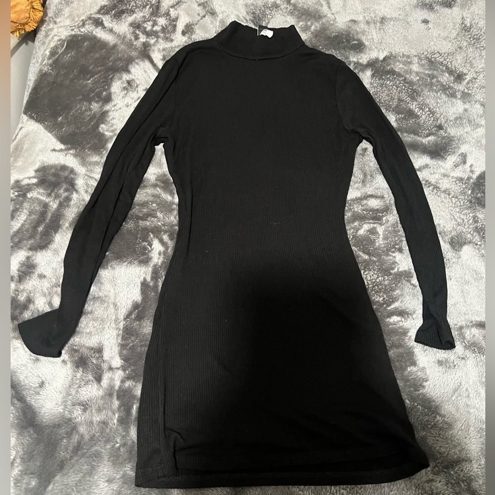 Black turtle neck dress